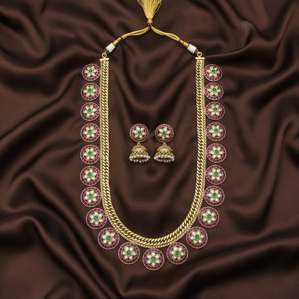 Jadau Bottu Long Haram With Jhumki - KH00373