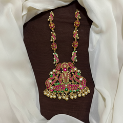 Jadau Ball Pattern Chain With Lakshmi Pendant - KN00633