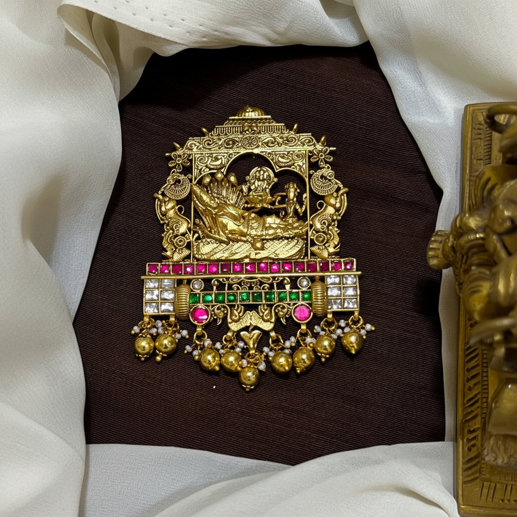 Jadau Anantha Padmanabha Swamy Pendant - KP00200
