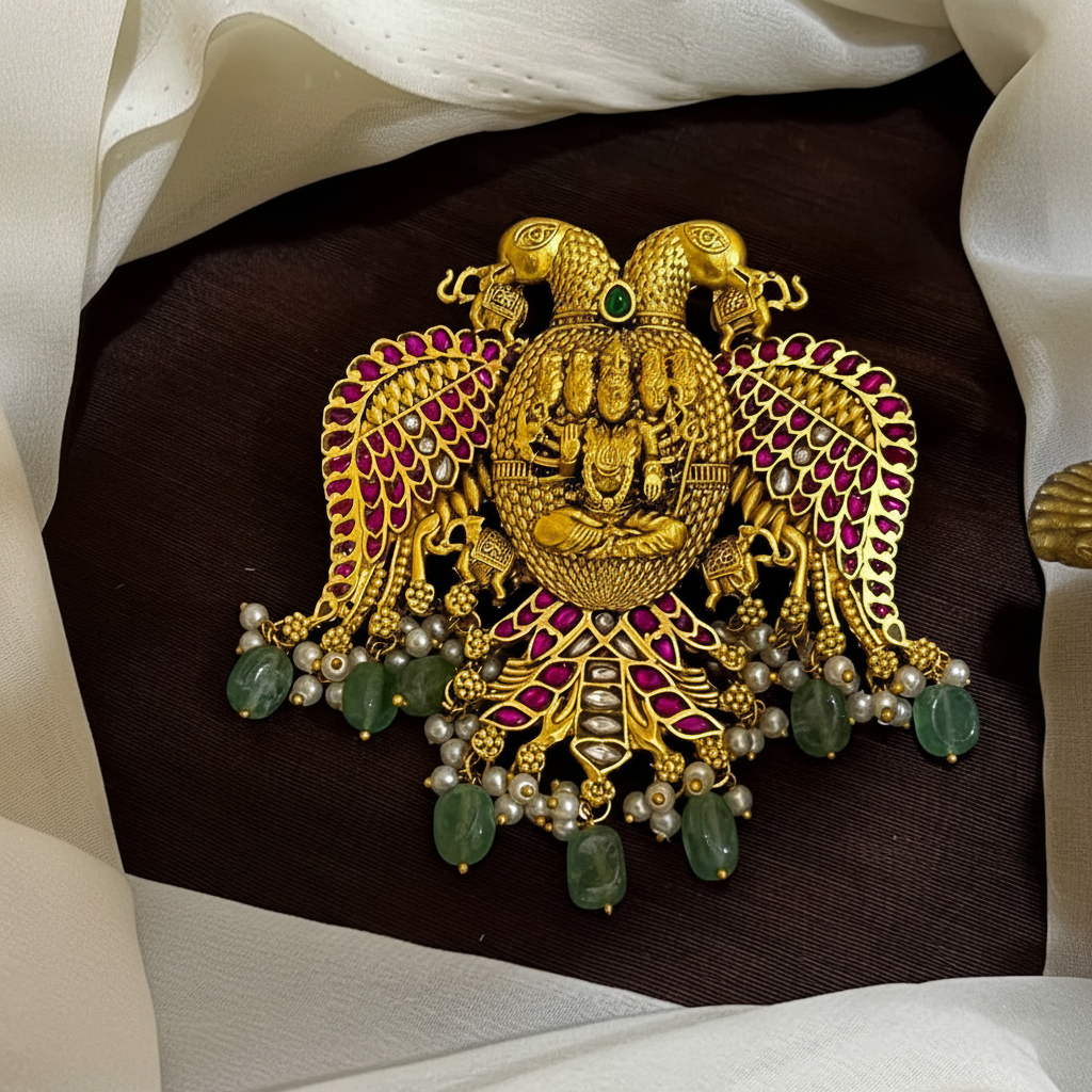 Jadau Gandaberunda Pendant With back Hook - KP00199
