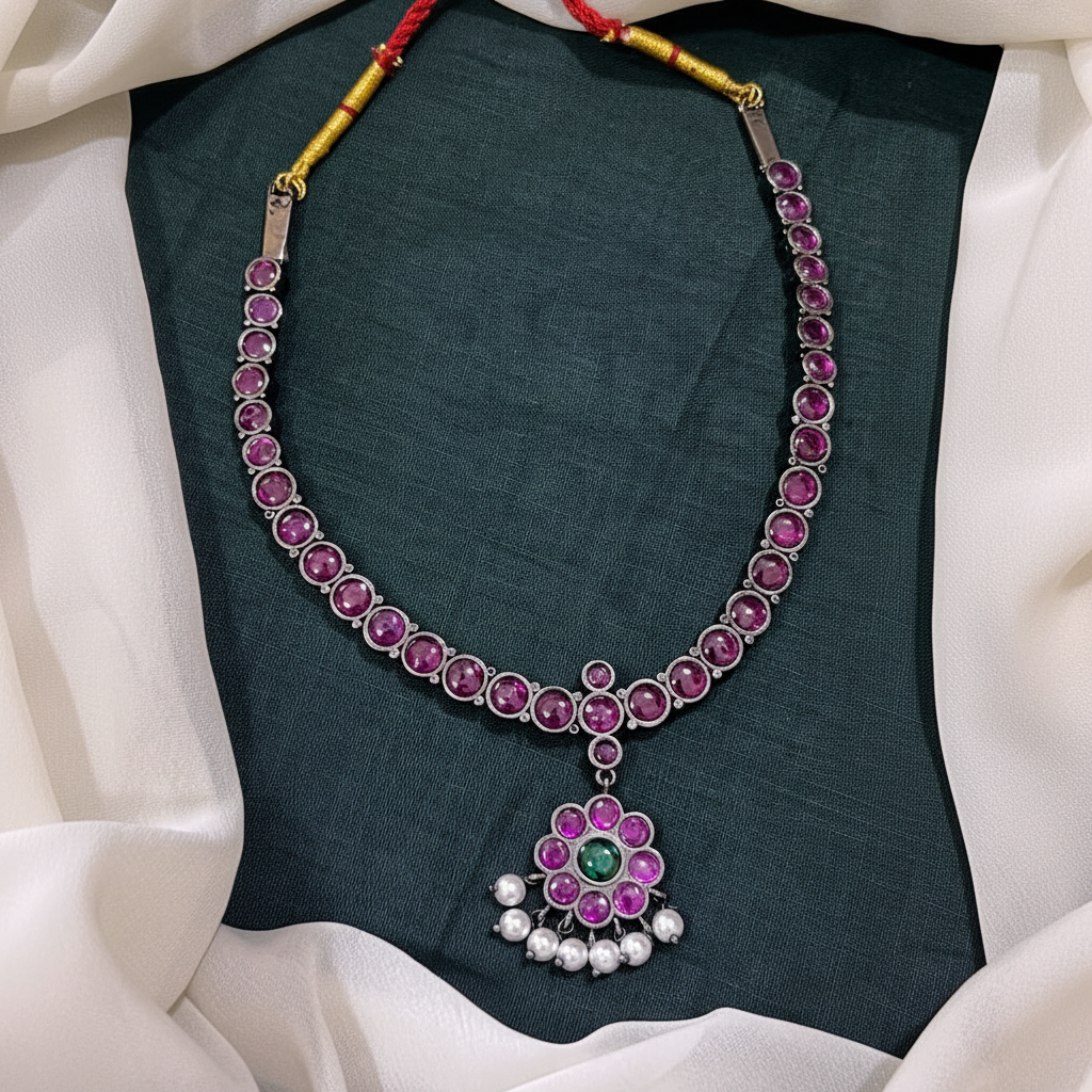 Black metal Real Kempu Necklace - NN00852