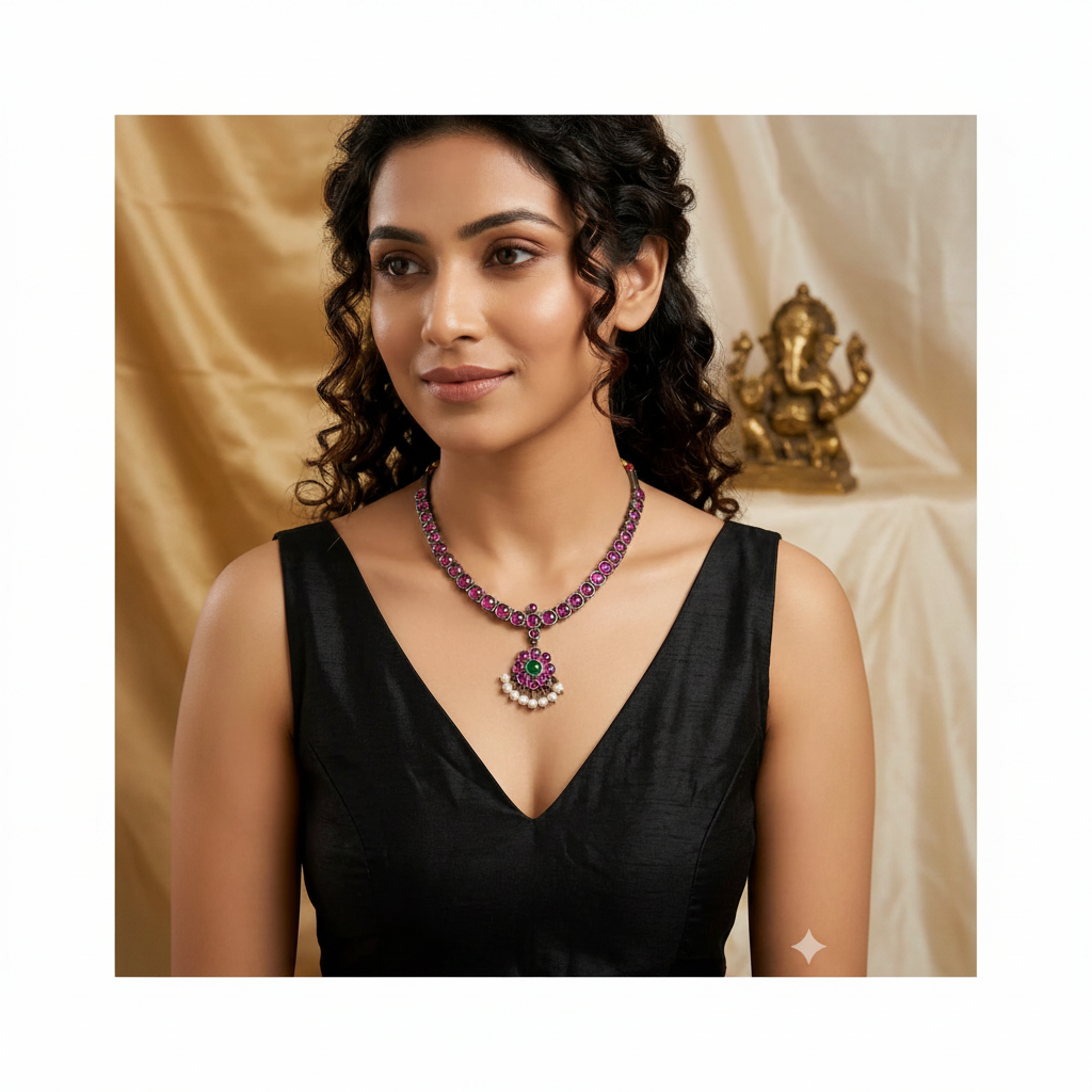 Black metal Real Kempu Necklace - NN00852