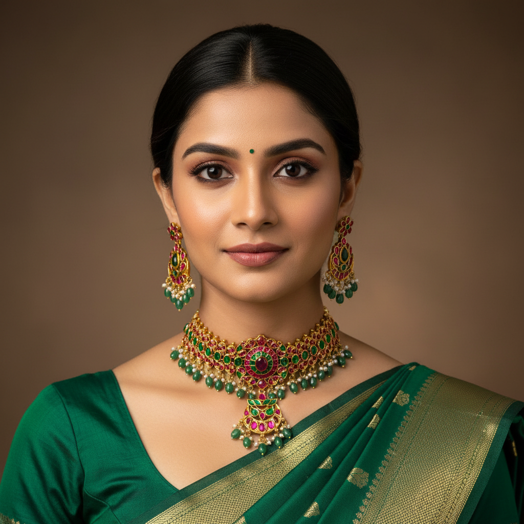 Pota Stone Mega Choker With Earrings - NN00935