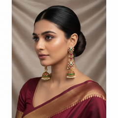 Kempu Lotus Earrings With Maatil - NE00649