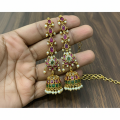 Kempu Lotus Earrings With Maatil - NE00649