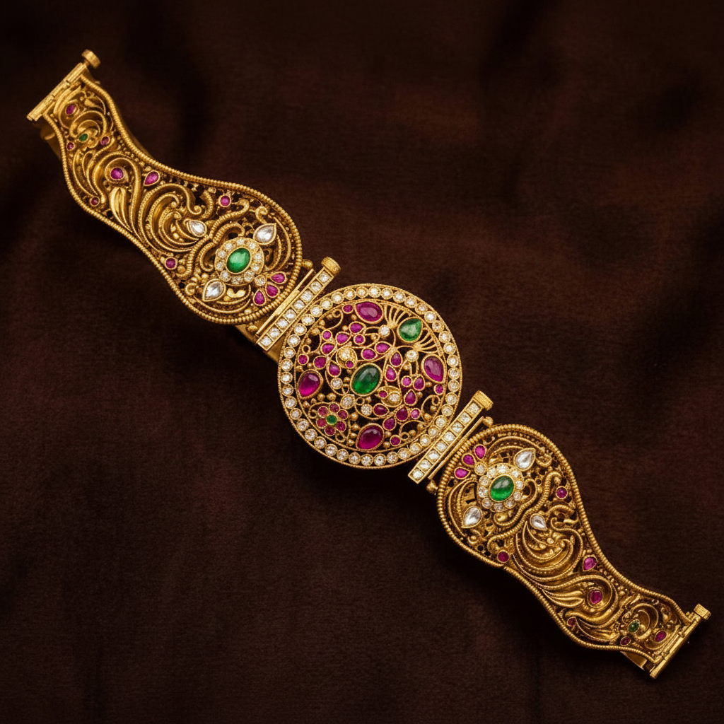 Designer Hand Made Belt With Pota Stones - WB0039