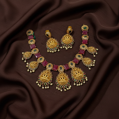 Ruby Stone Nakshi Lakshmi Necklace - NN00954