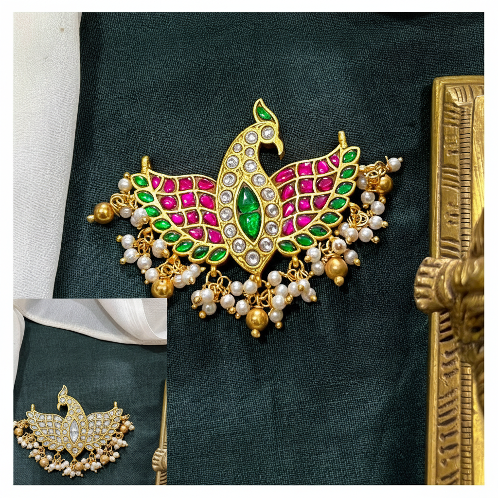 Double Sided Jadau Gandaberunda Pendant - KP00194