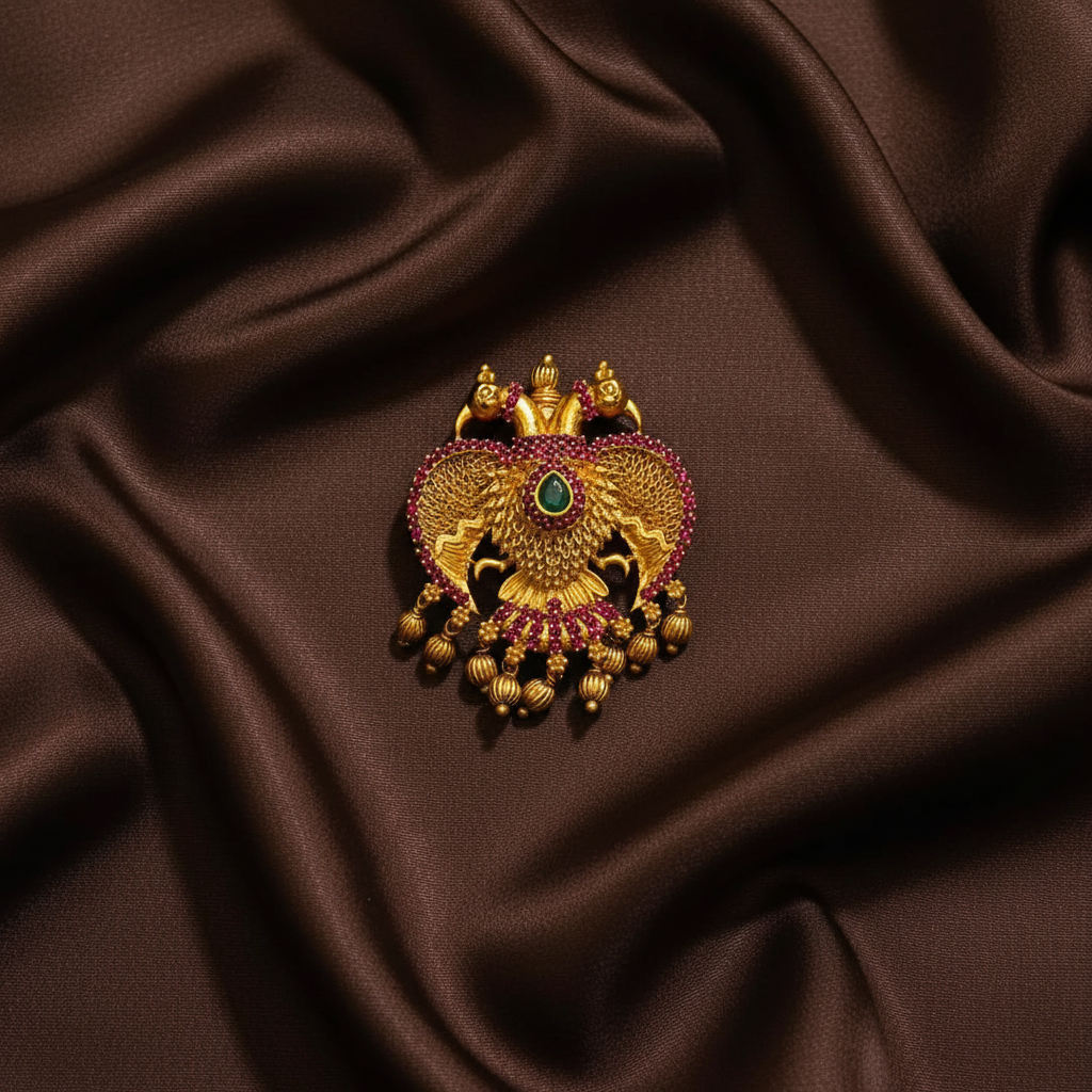 Gandaberunda Pendent in Kempu and  CZ - KP0040
