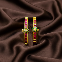 Jadau Screw Openable Single Line Bangle With Flower - BG00650