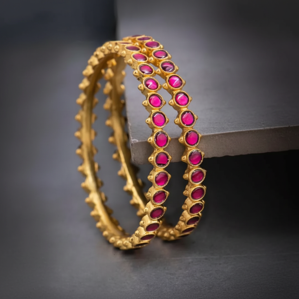 Jadau Round Stone Vintage Model Bangles - BG00681