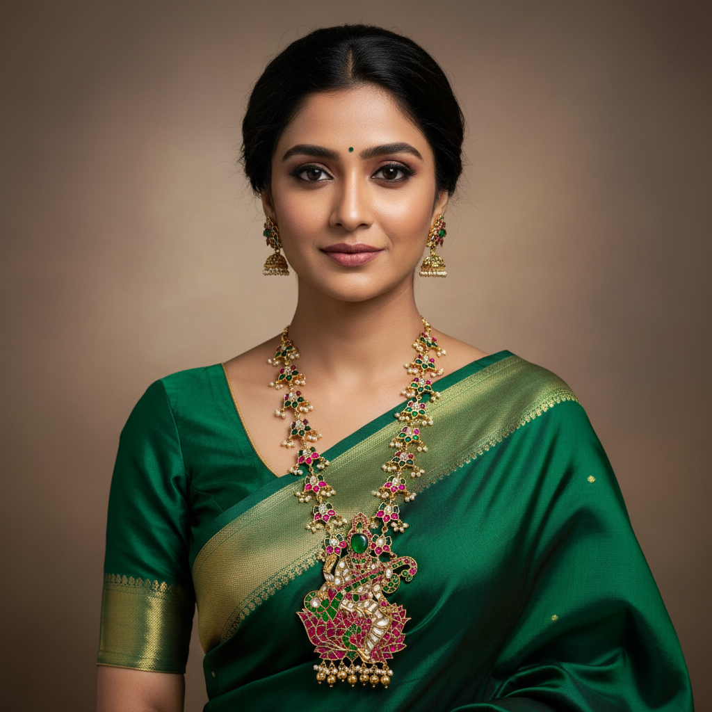 Saraswathi Devi Pendant with Lorus Side Chain - KH0047