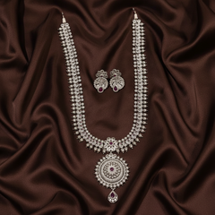 Long Nakshi Haram With Silver Polish And Jhumki - NH00415