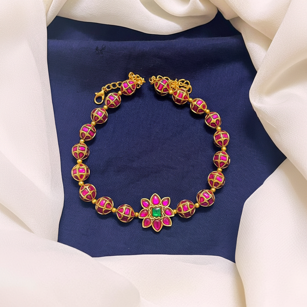 Round ball shape Jadau Necklace - KN00144