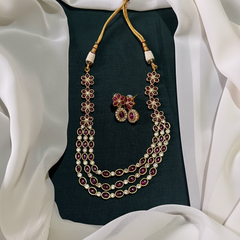 3 Layer Stone Nakshi Necklace - NN00741