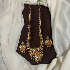 Antique Gheru Polish Mango Haram With Earrings - NH00511