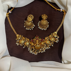 Antique Polish Nakshi Choker With Jhumki - NN00979