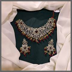 Beautiful Antique white Stone Victorian Necklace  - VN00135