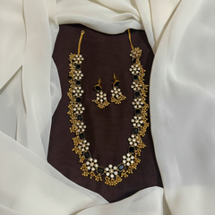 Black And White CZ Haram With Gold antique Balls - NH00501