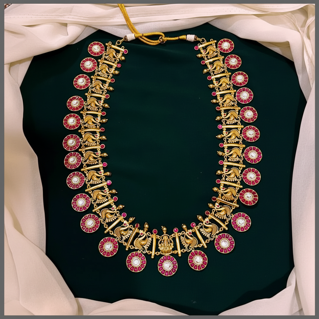 Bottu and Peacock Haram In Kundan - KH00278