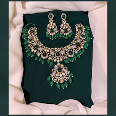 Beautiful Emerald and White Stone Necklace In Victorian - VN00101
