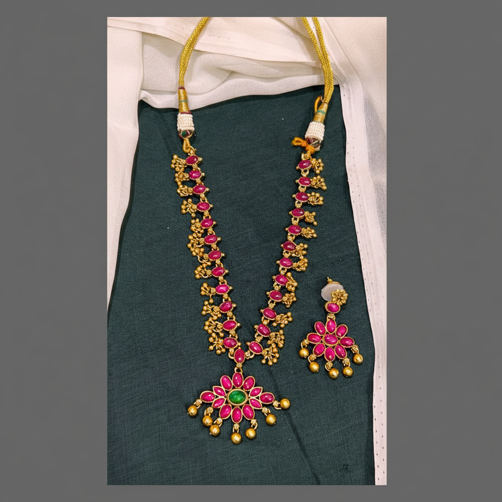 2 In 1 Flower Necklace In Nakshi - NN00603