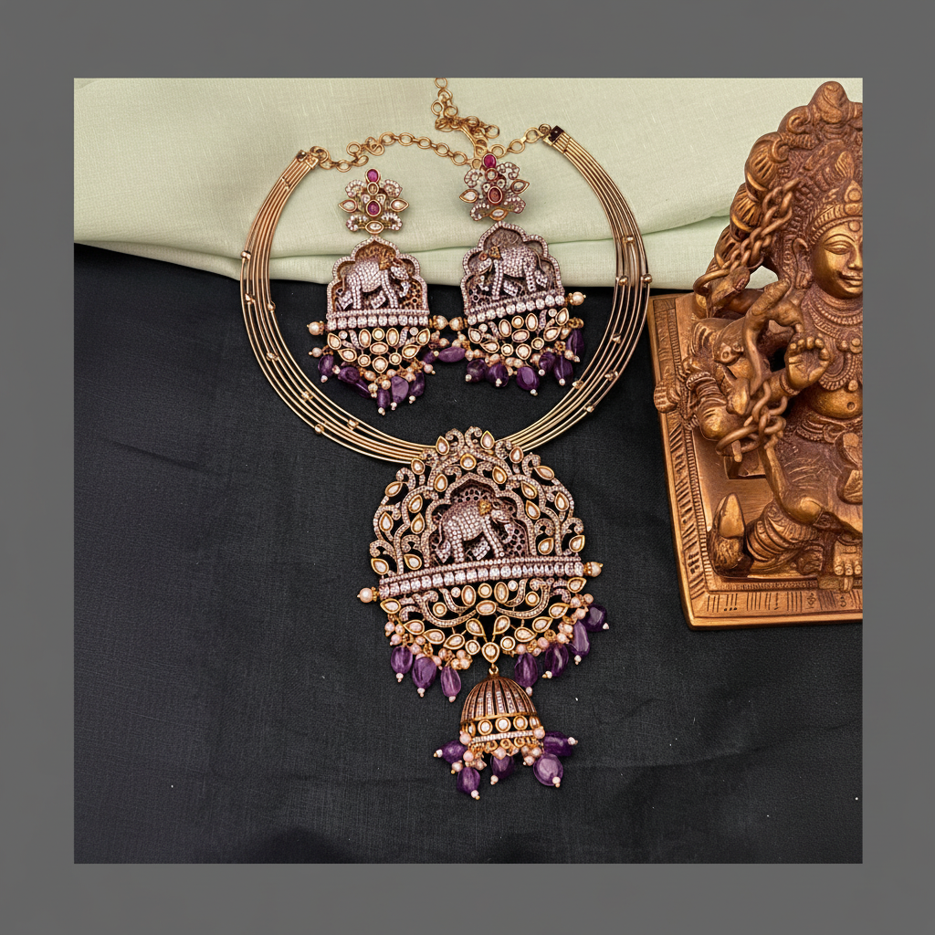 Beautiful Elephant Pendant Necklace in Victorian - VN00173