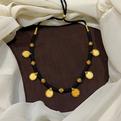 Gold Replica Lakshmi Kasu With Black Dori - BD00173