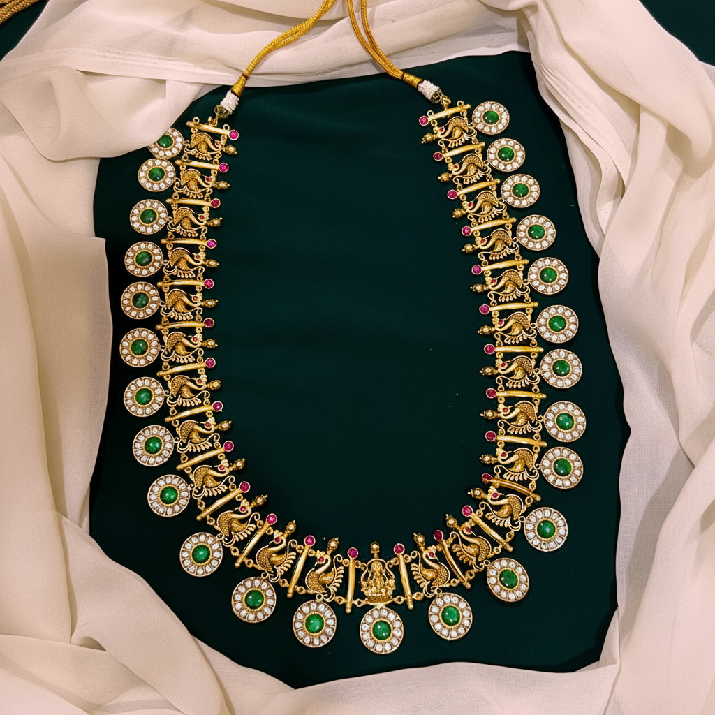 Bottu and Peacock Haram In Kundan - KH00278