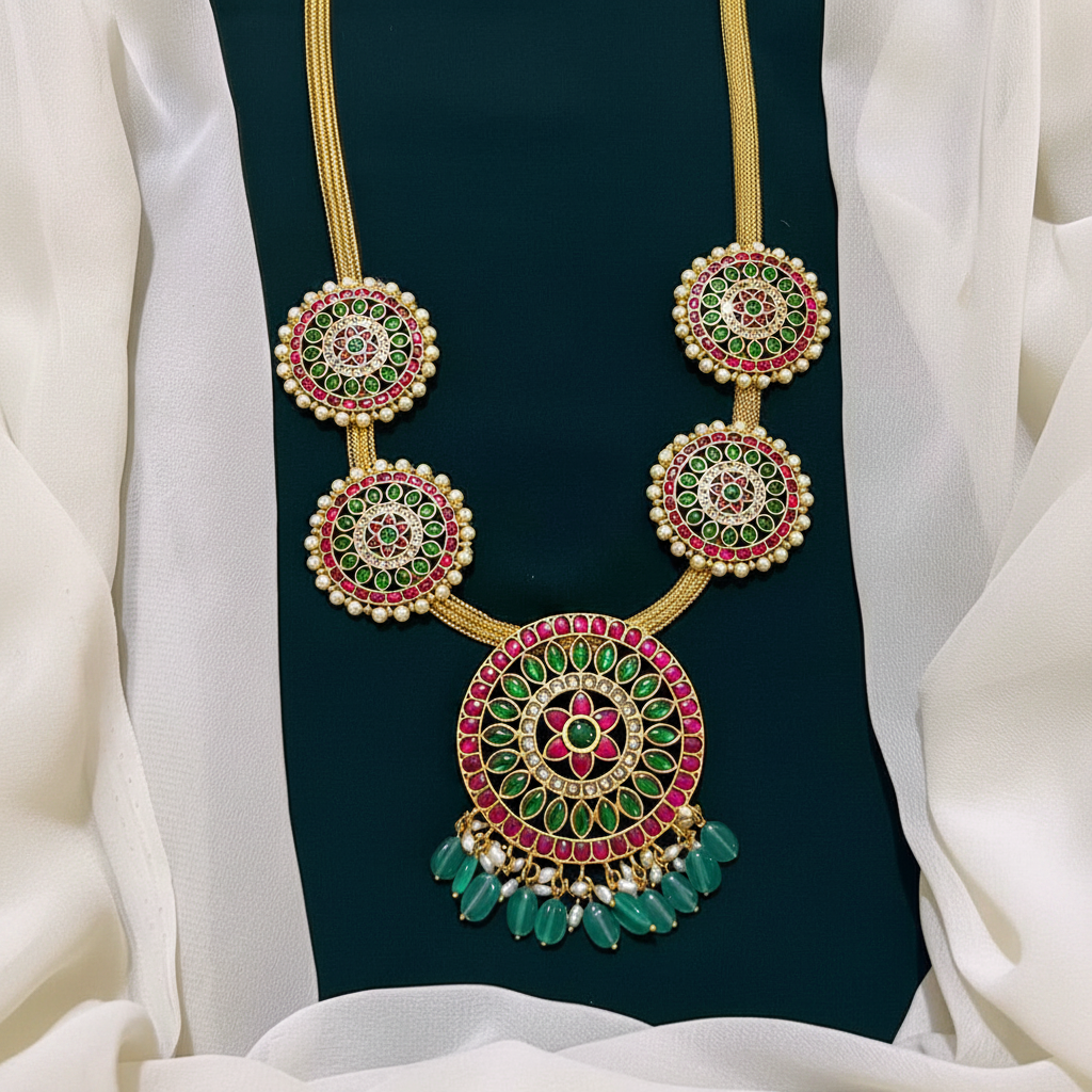 Beautiful Antique finish with pearls in Jadav Haram - KH00110