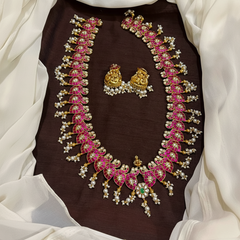 Jadau Peacock Mango Long Haram - KH0053