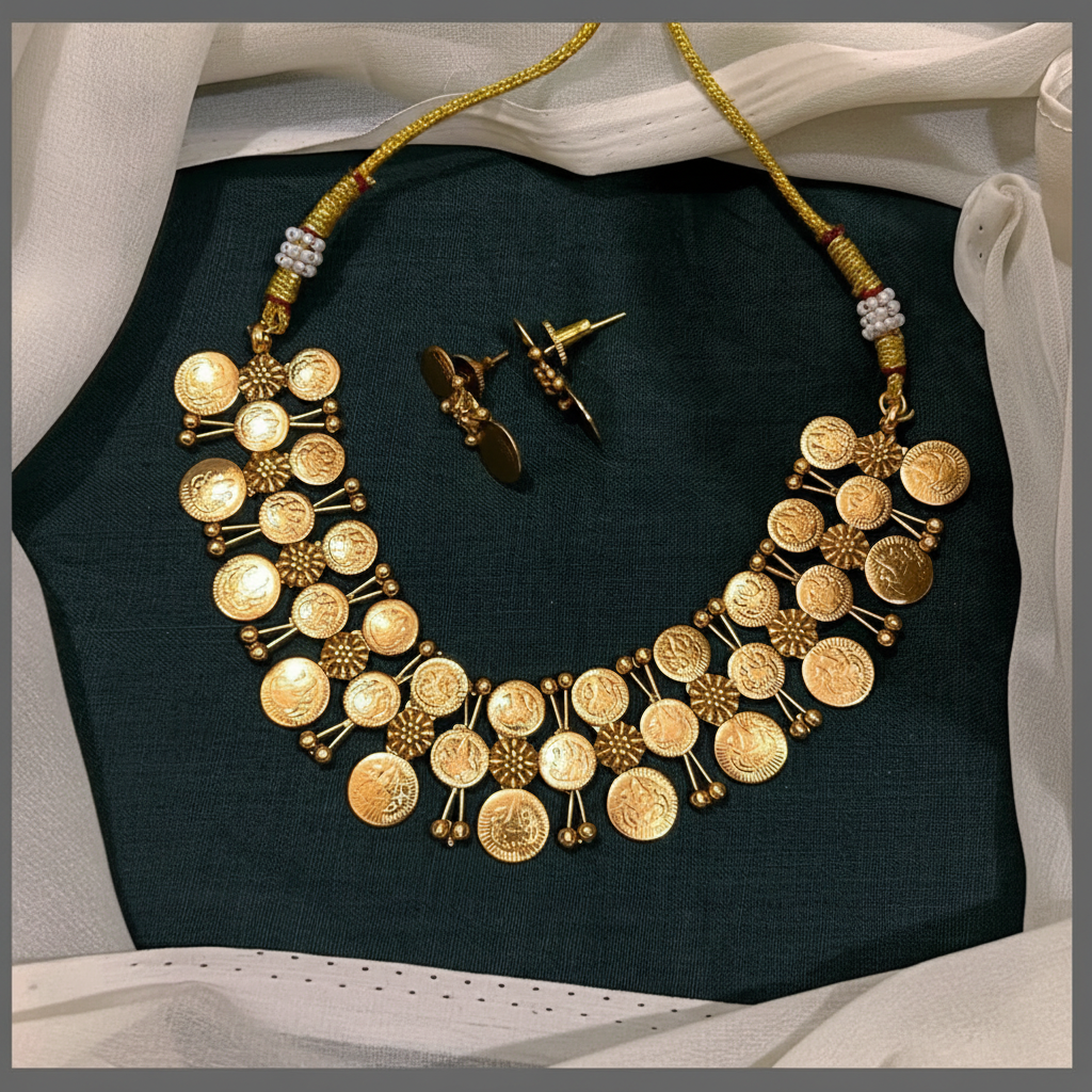 3 Layer Elegant Kaasu Necklace in Nakshi - NN00758