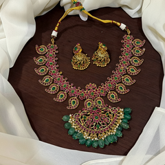 Kempu Mango necklace With Emerald Big Beads - NN00955