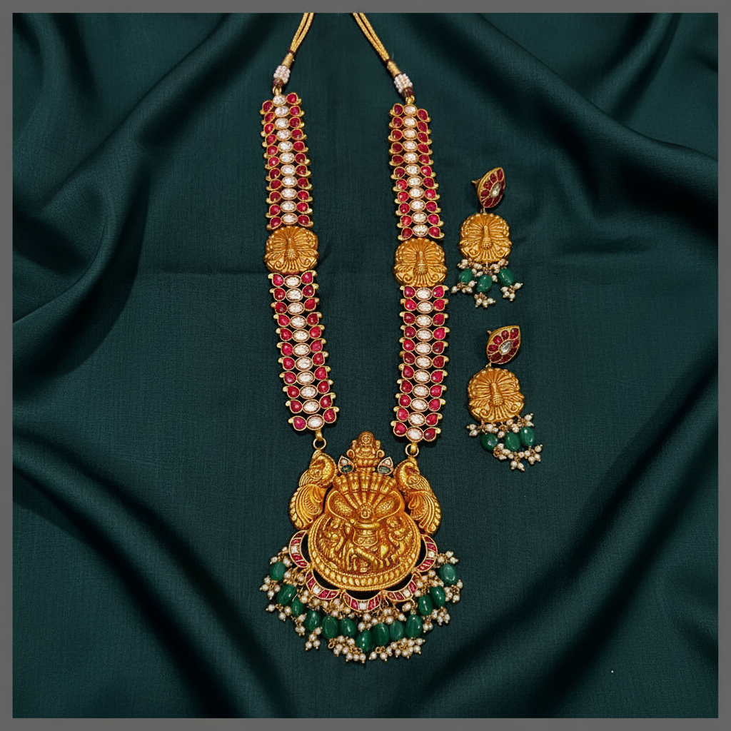 Antique Krishna Pendent haram in Kundan - KH00301