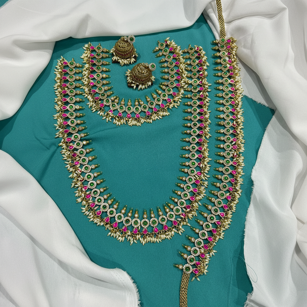 Beautiful Kundan Bridal With Rice Pearl - BR0016
