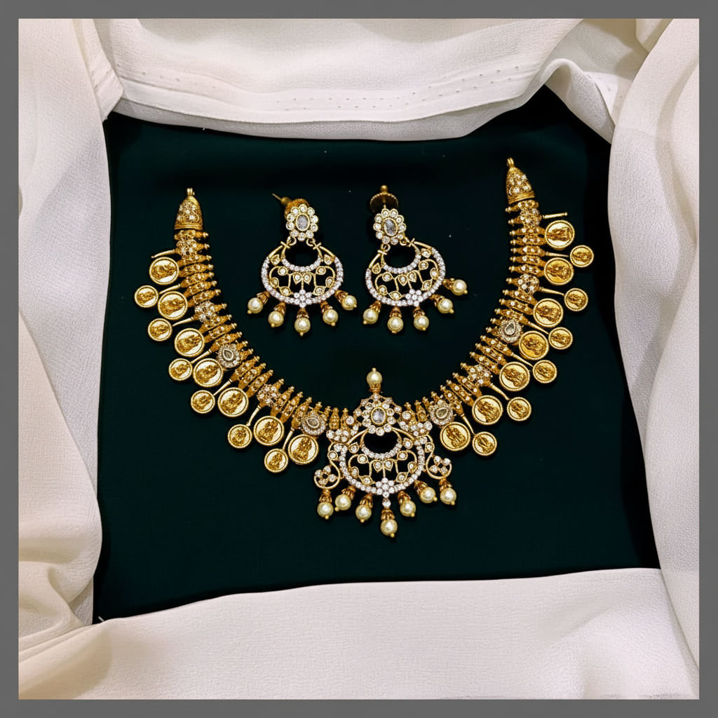 Antique Coin Necklace in Nakshi - NN00501