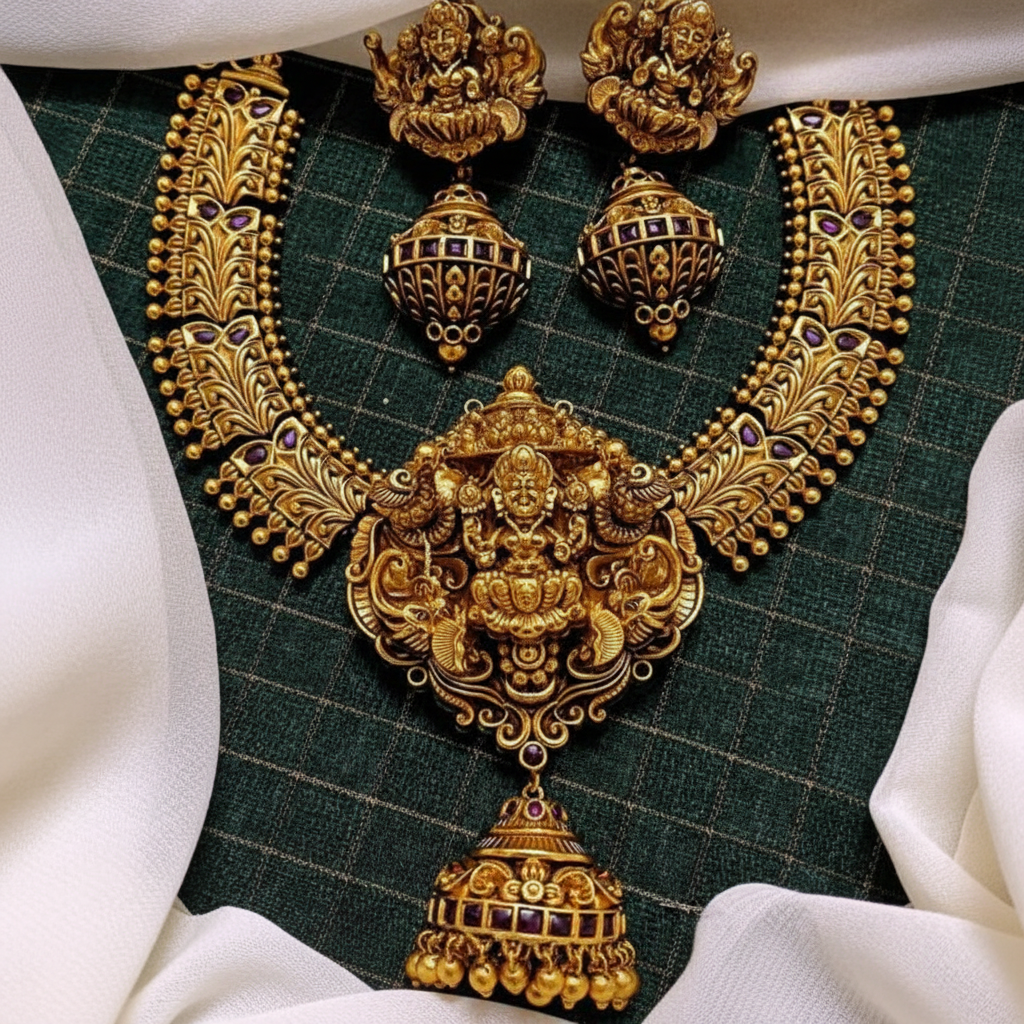Antique kante with Laxmi Pendant andEarrings - NN0045