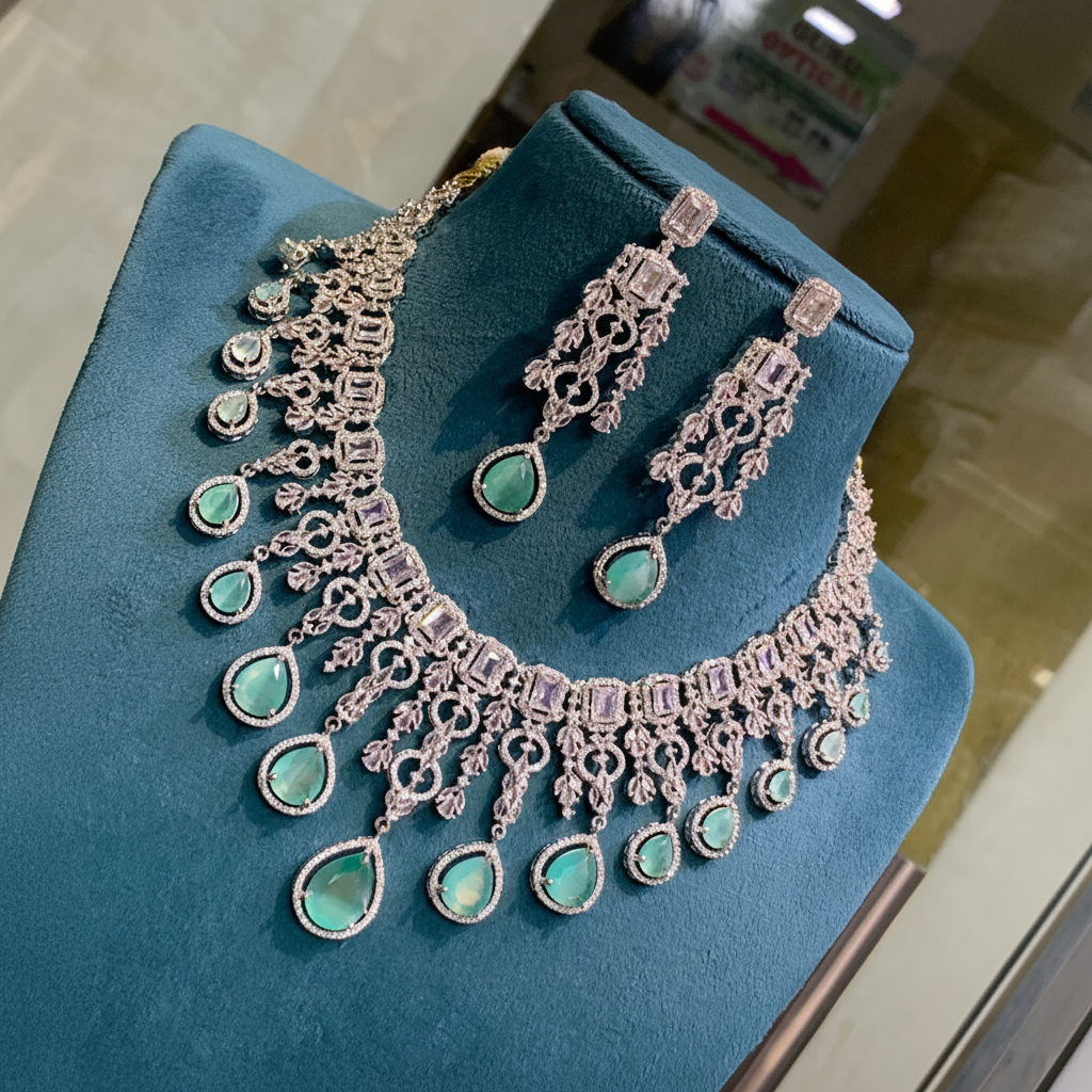 Mint Stone Leaf Neckalce - DN0015