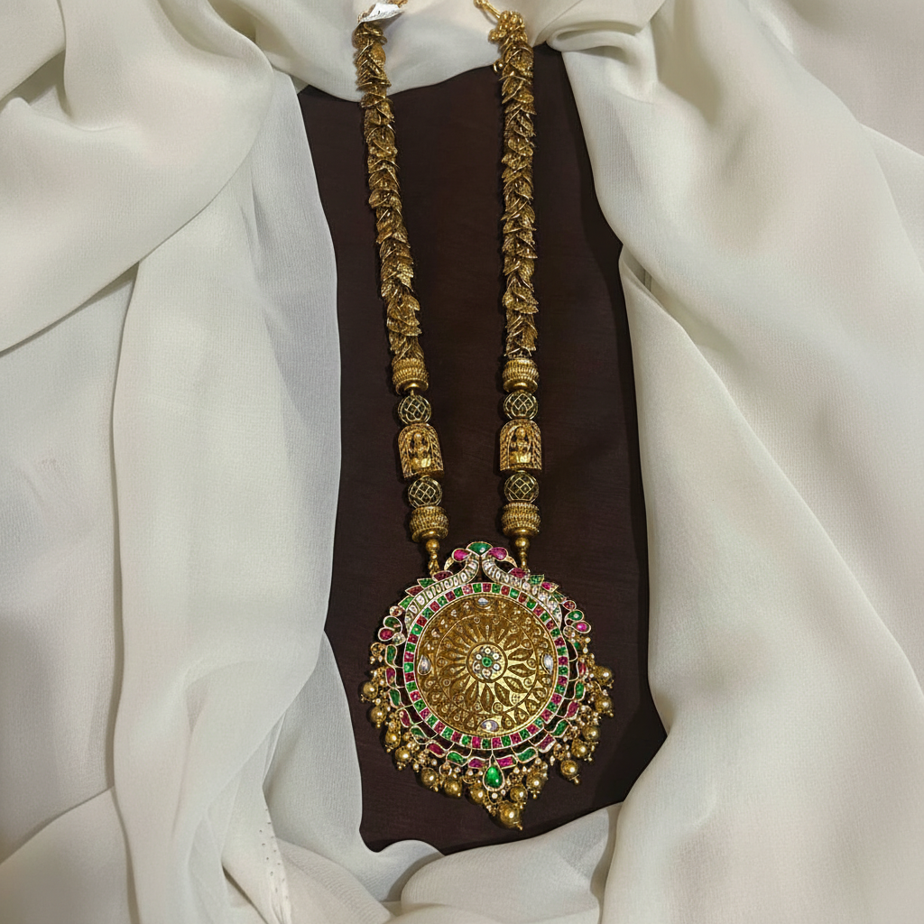 Wide Range Of  Beads Haram With Jadau Pendants - PB00613