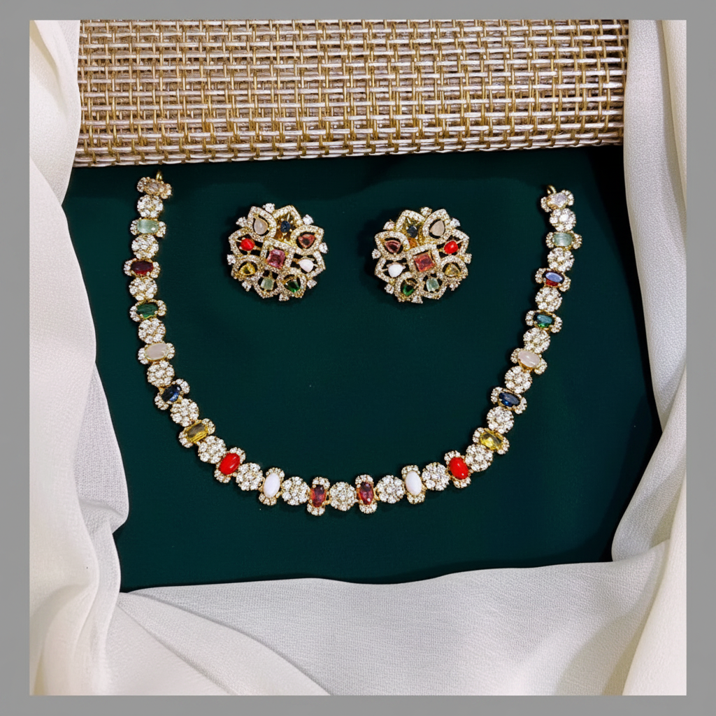 Multi Choker Diamond  Necklace in Diamond - DN0019