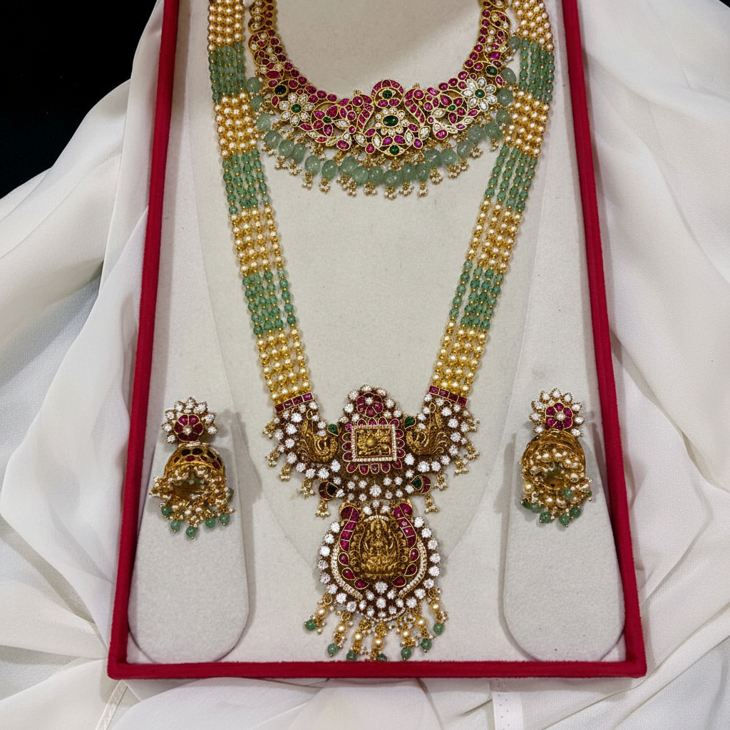 Beautiful Pearl and Kundan Bridal Combo - BC0010