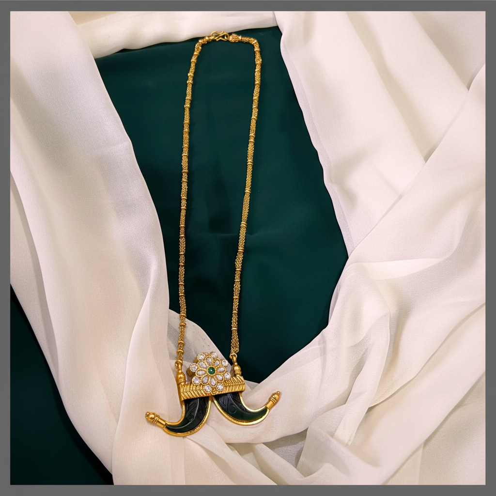 Antique Pendent With Chain In Nakshi - NN00434