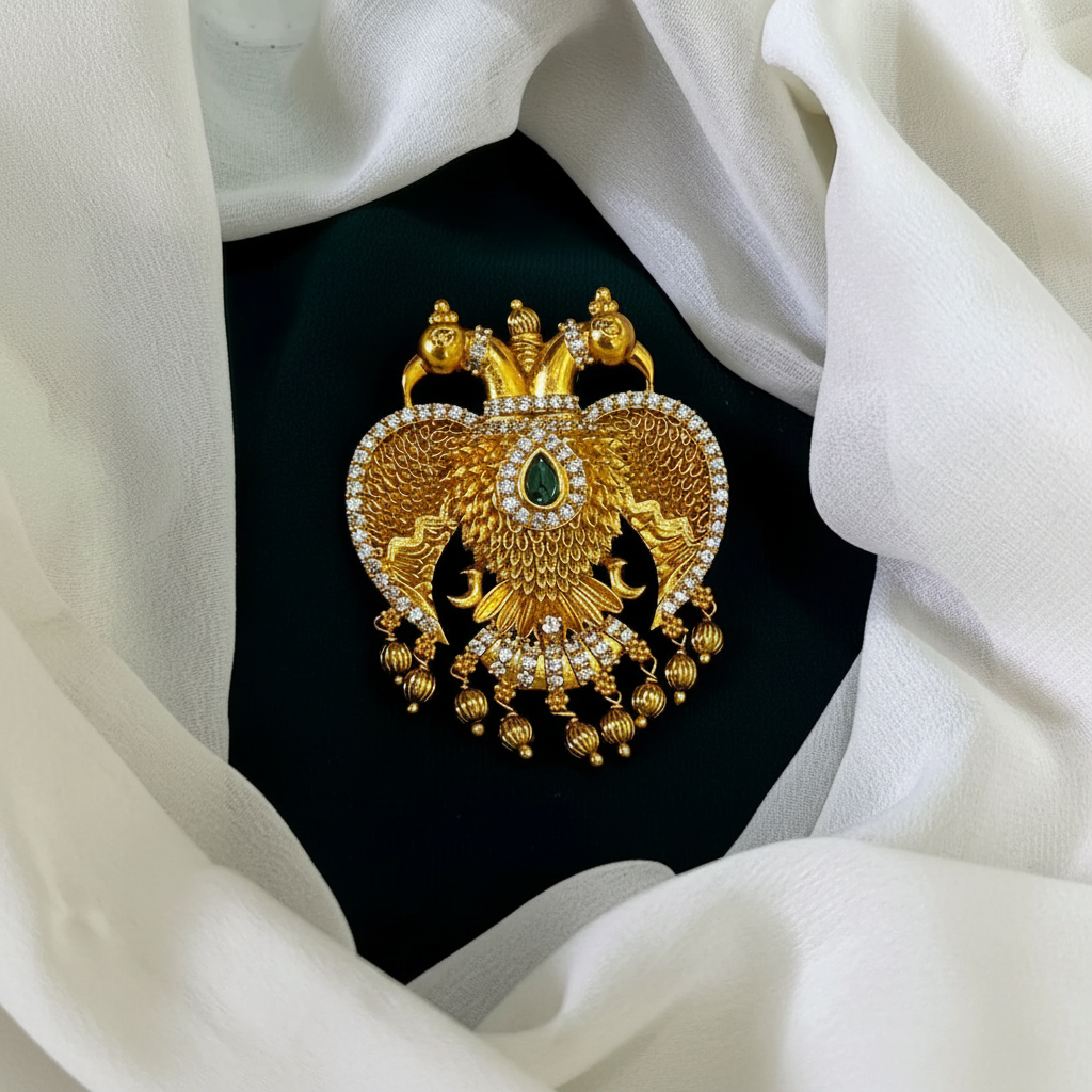 Gandaberunda Pendent in Kempu and  CZ - KP0040