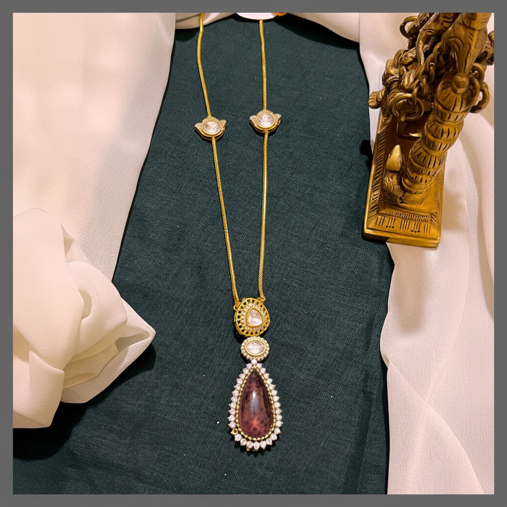 Elegant Stone Pendant with Necklace in Diamond - DN0059