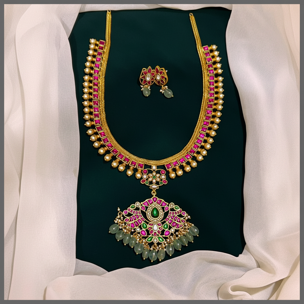 Beautiful Ruby Haram In Kundan - KH00259