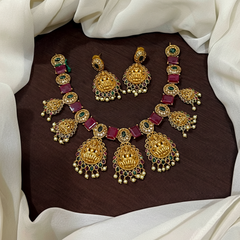 Ruby Stone Nakshi Lakshmi Necklace - NN00954