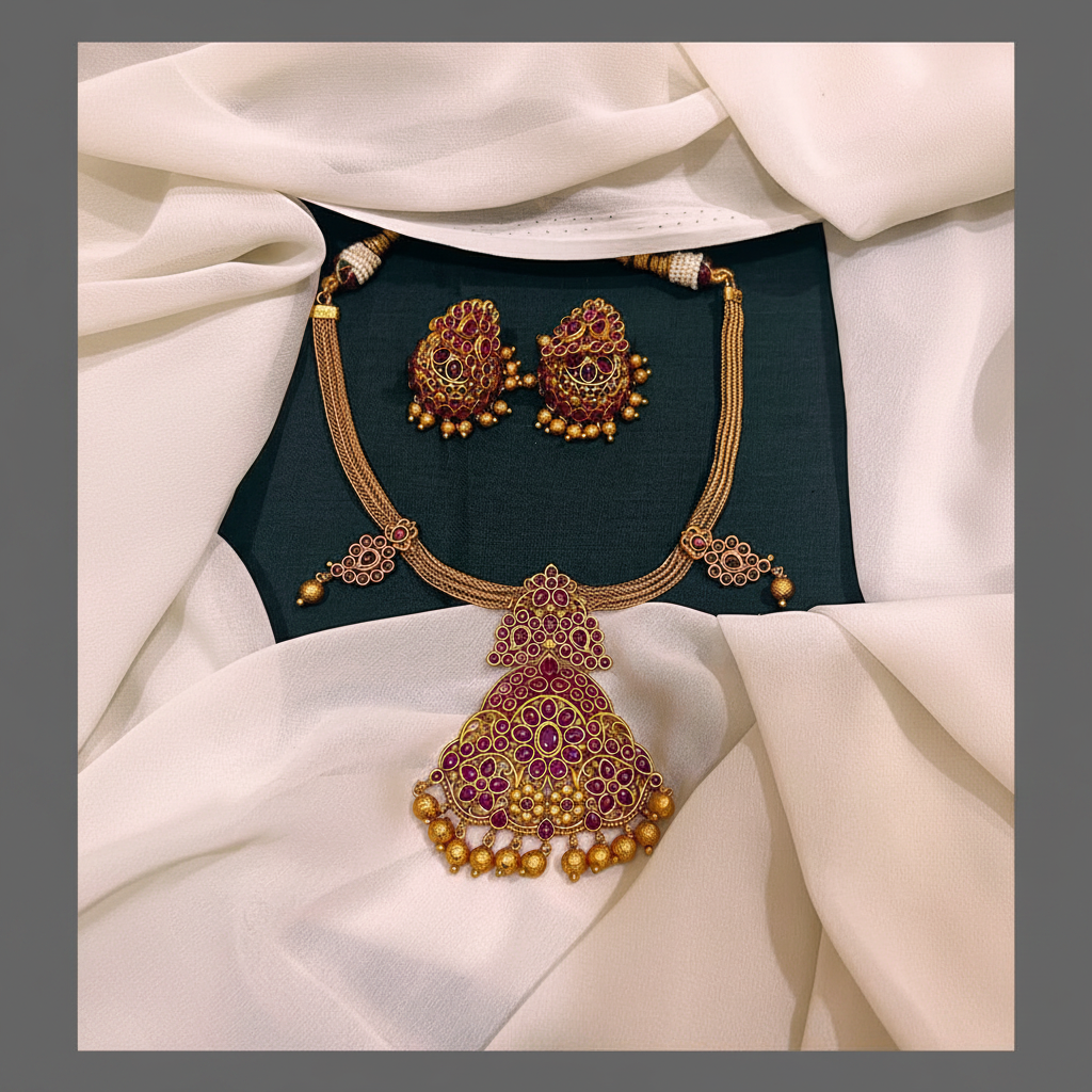Antique Beautiful Pendant Necklace in Nakshi- NN00558