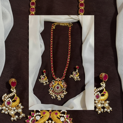 Ruby Single line Gold Polish Pendant - NH00509