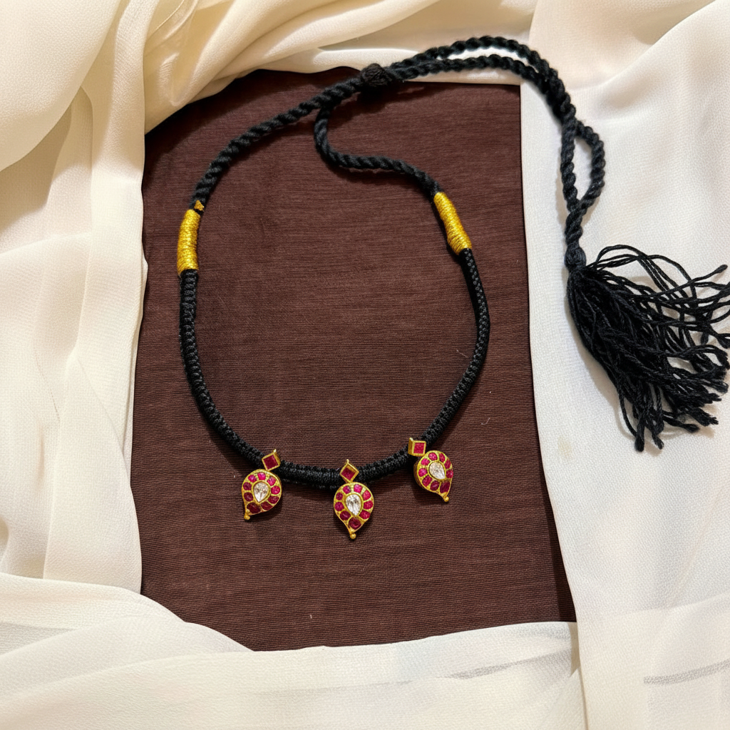Cute 3 Jadau Mango Pendant Dori - BD007