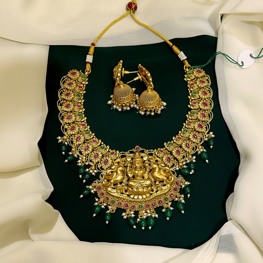 Antique Lakshmi Necklace With Pearls - NN00410